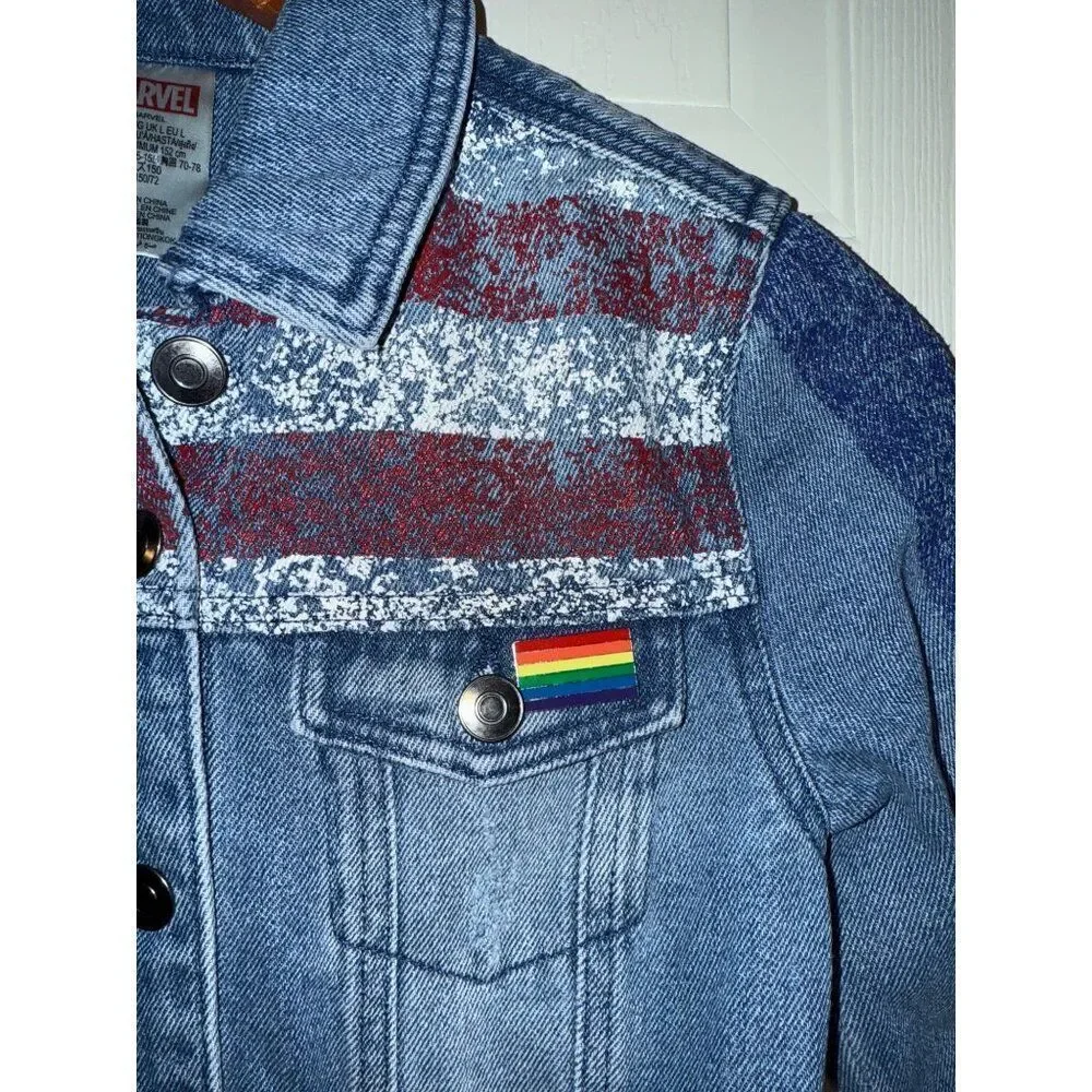 Marvel America Chavez Denim Jean Jacket Size‎ Large